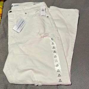 Old Navy White Jeans NWT 16 Sky-High Straight Secret Slim Pockets Distressed